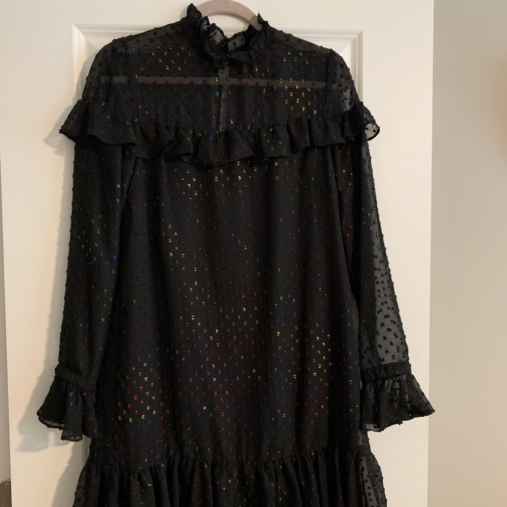 Betsy Johnson Multicolor Long Sleeve Ruffle Dress
